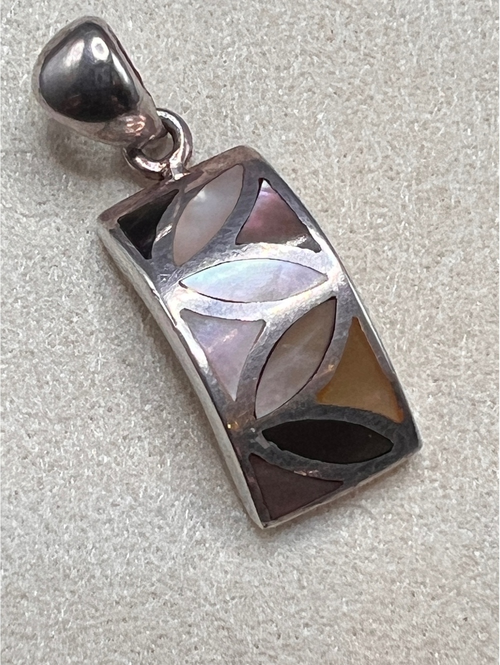 925 Sterling Silver Mother of Pearl Shell Inlay Mosaic Pendant